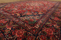 10x15 Red, Navy, Ivory Color Hand Knotted Tabriz Wool Traditional Oriental Rug