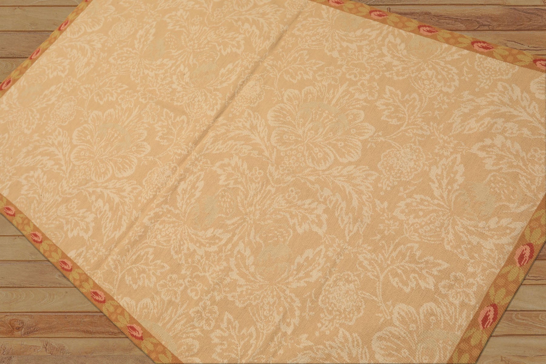 4x6 Tan, Beige, Gold Color Hand Woven French Aubusson Needlepoint Wool Transitional Oriental Rug