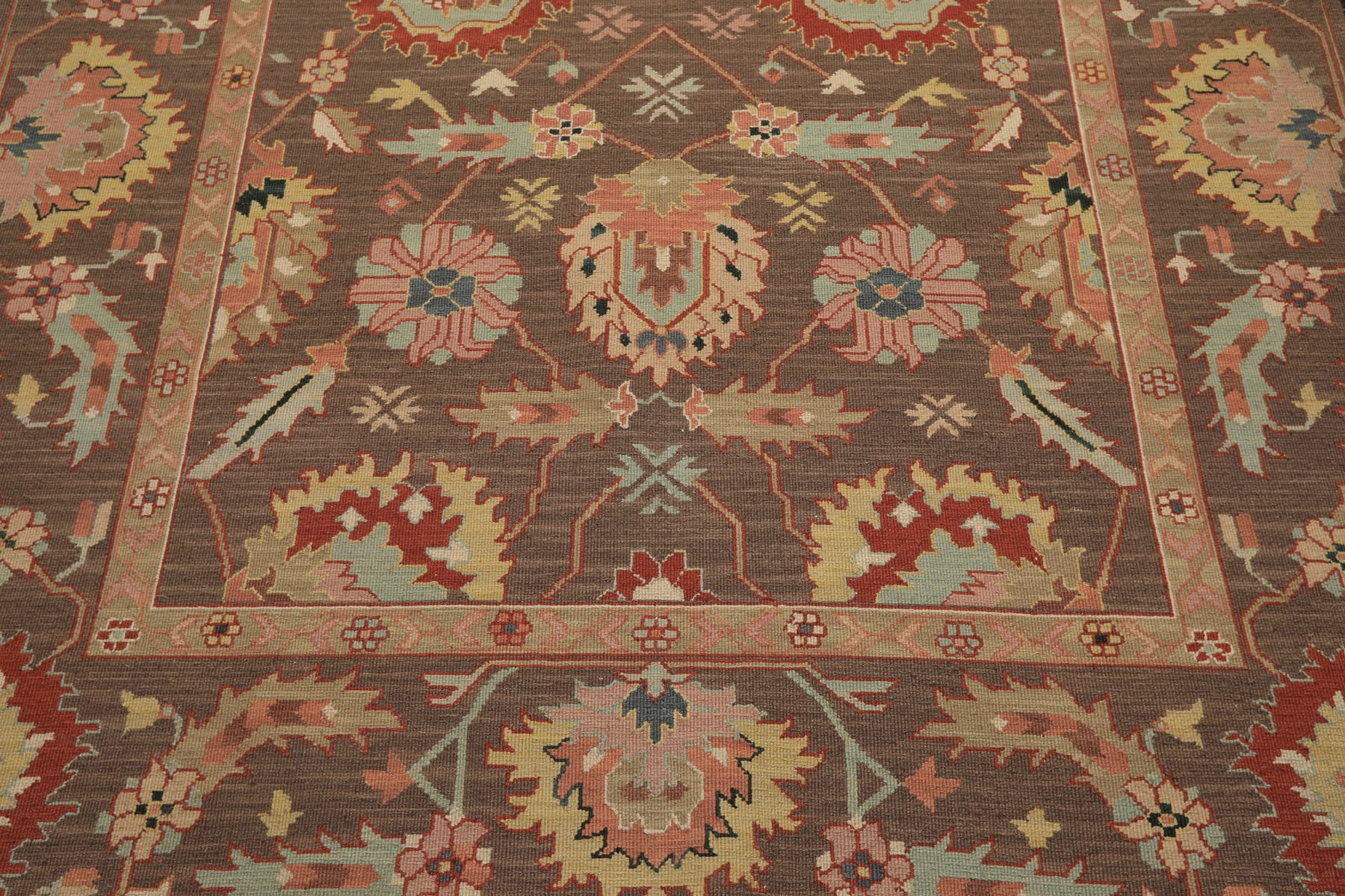 6x9 Mocha, Mint, Blush Color Hand Knotted Nourison Nourmak Soumak Wool & Silk Transitional Oriental Rug