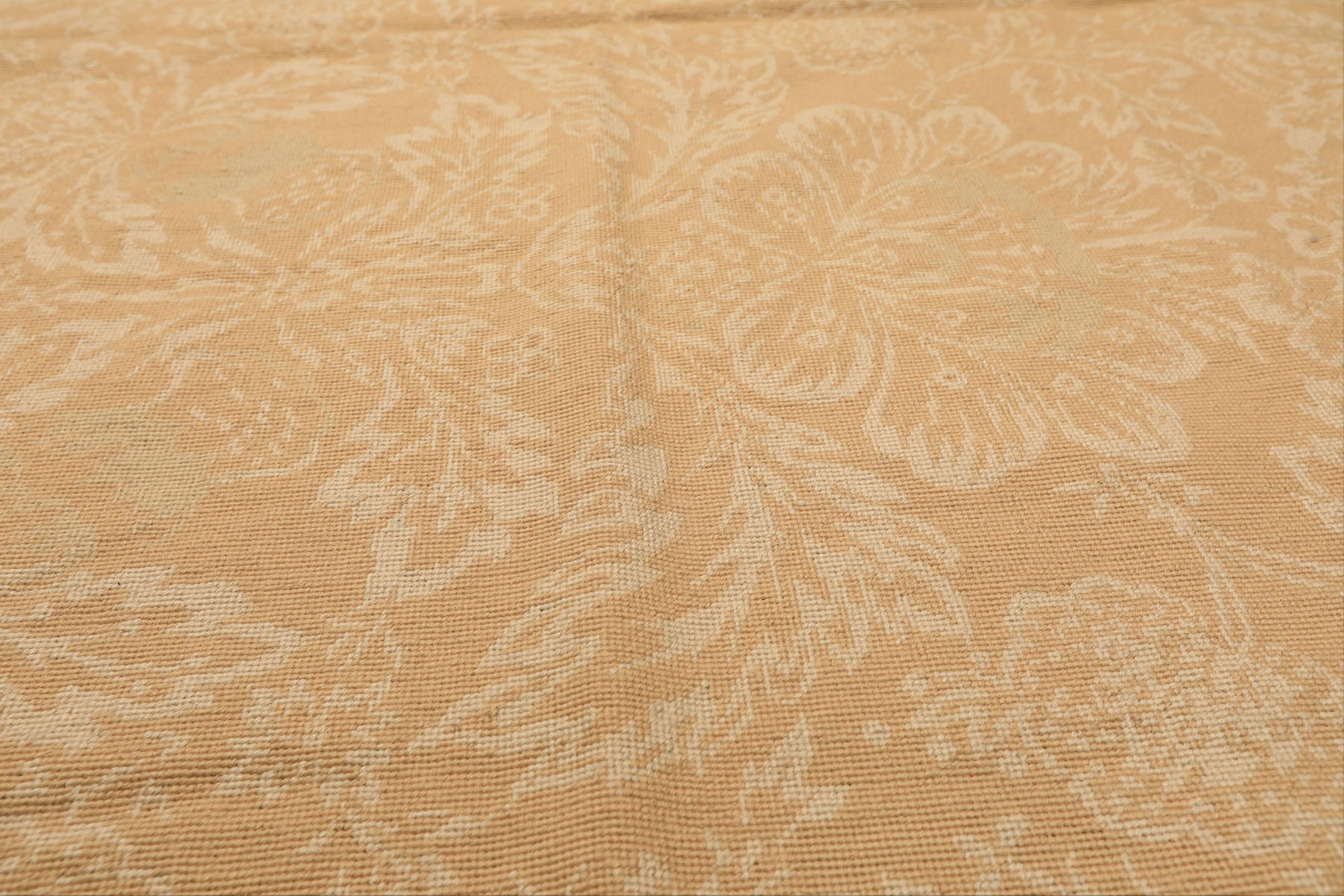 4x6 Tan, Beige, Gold Color Hand Woven French Aubusson Needlepoint Wool Transitional Oriental Rug