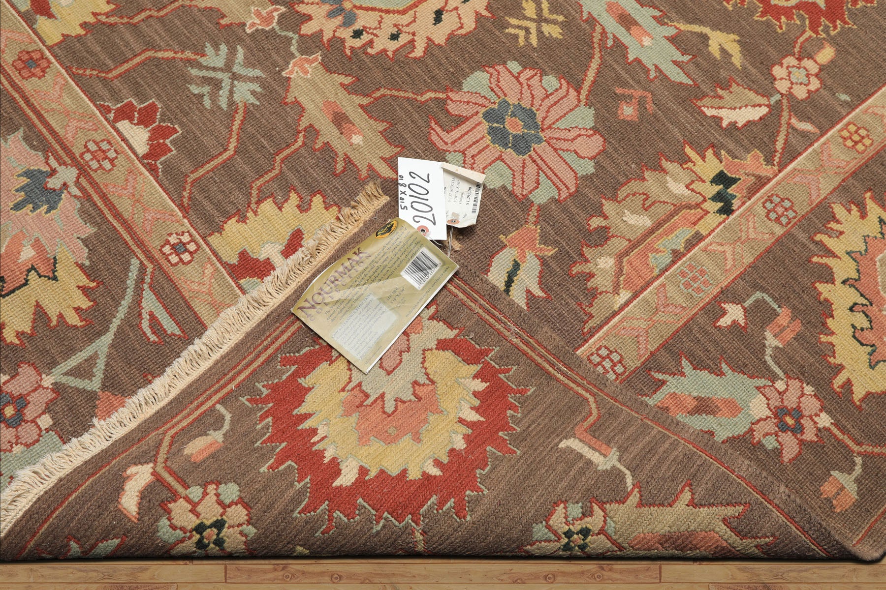 6x9 Mocha, Mint, Blush Color Hand Knotted Nourison Nourmak Soumak Wool & Silk Transitional Oriental Rug