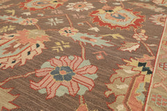 6x9 Mocha, Mint, Blush Color Hand Knotted Nourison Nourmak Soumak Wool & Silk Transitional Oriental Rug