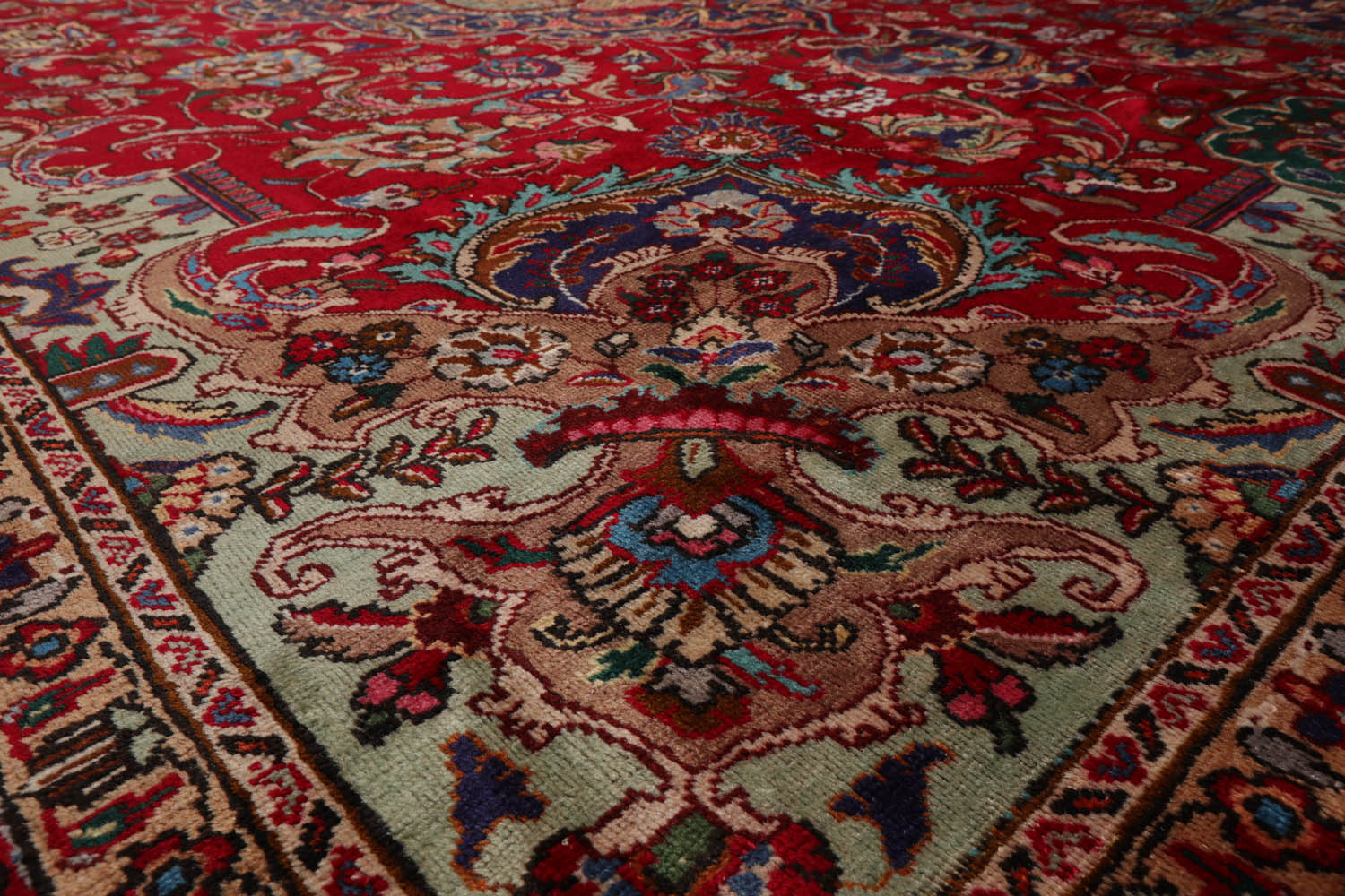 Spindell LoomBloom Traditional Red Wool Area Rug Tabriz Design Hand Knotted 10'x13'2"