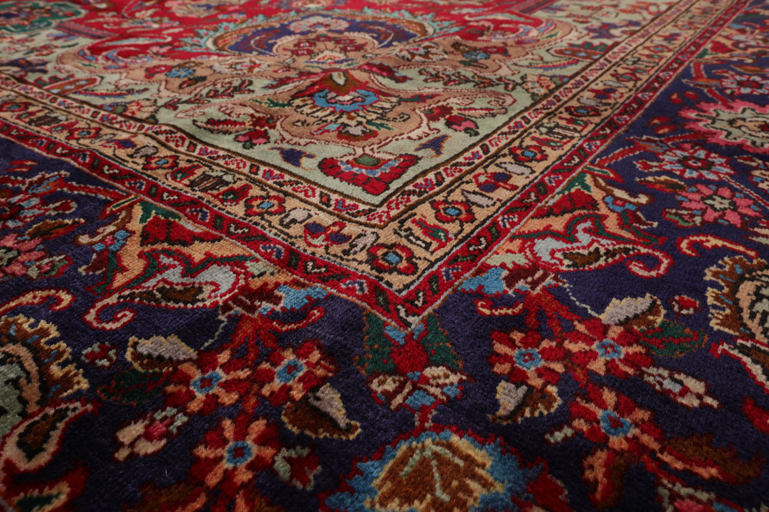 Spindell LoomBloom Traditional Red Wool Area Rug Tabriz Design Hand Knotted 10'x13'2"