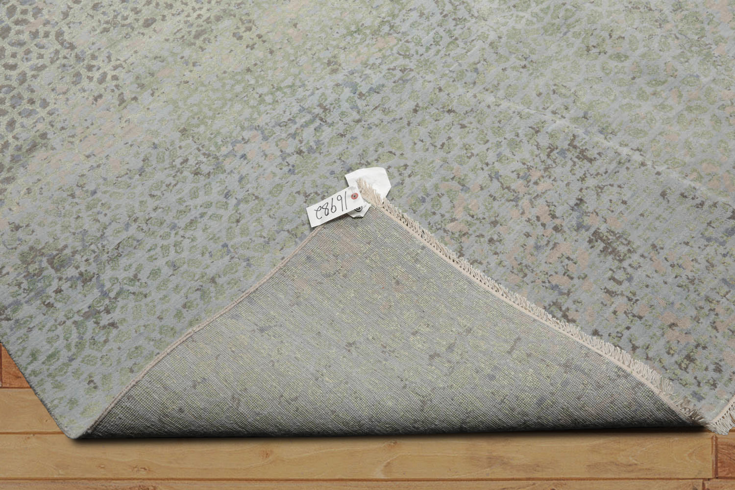 8x10 Beige, Taupe, Green Color Hand Knotted Tibetan Wool & Silk Modern Oriental Rug