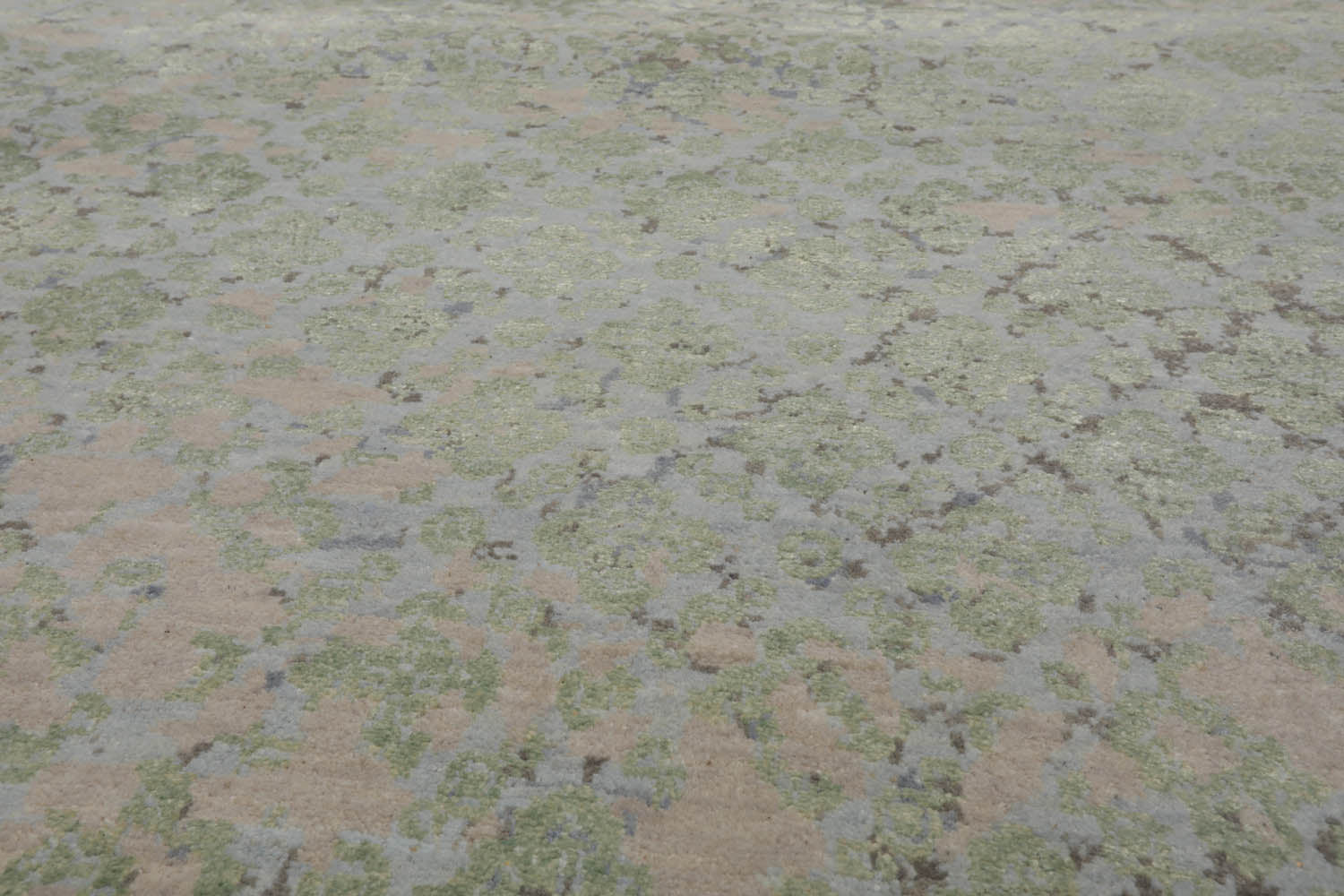 8x10 Beige, Taupe, Green Color Hand Knotted Tibetan Wool & Silk Modern Oriental Rug