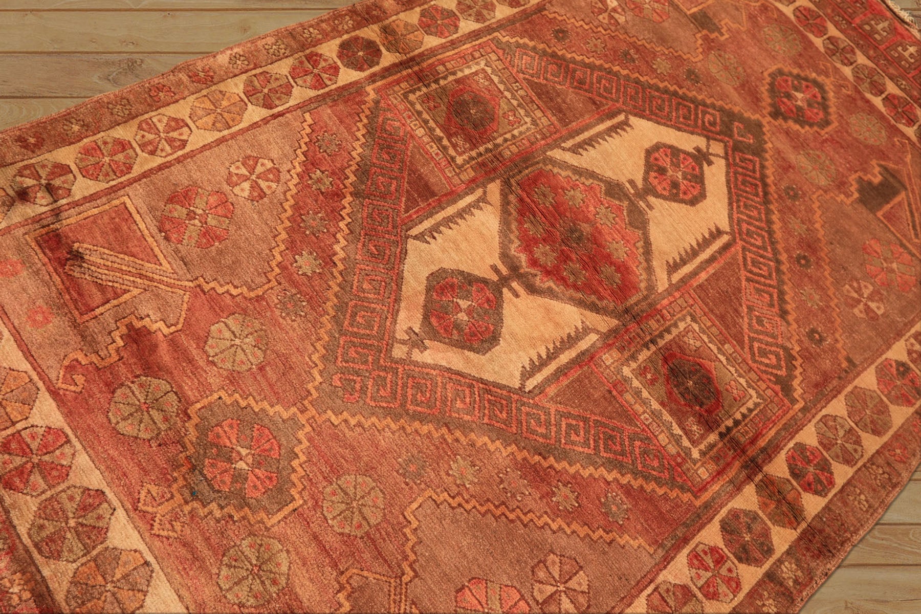 5x8 Rust, Beige, Rose Color Hand Knotted Turkish Oushak Wool Traditional Oriental Rug