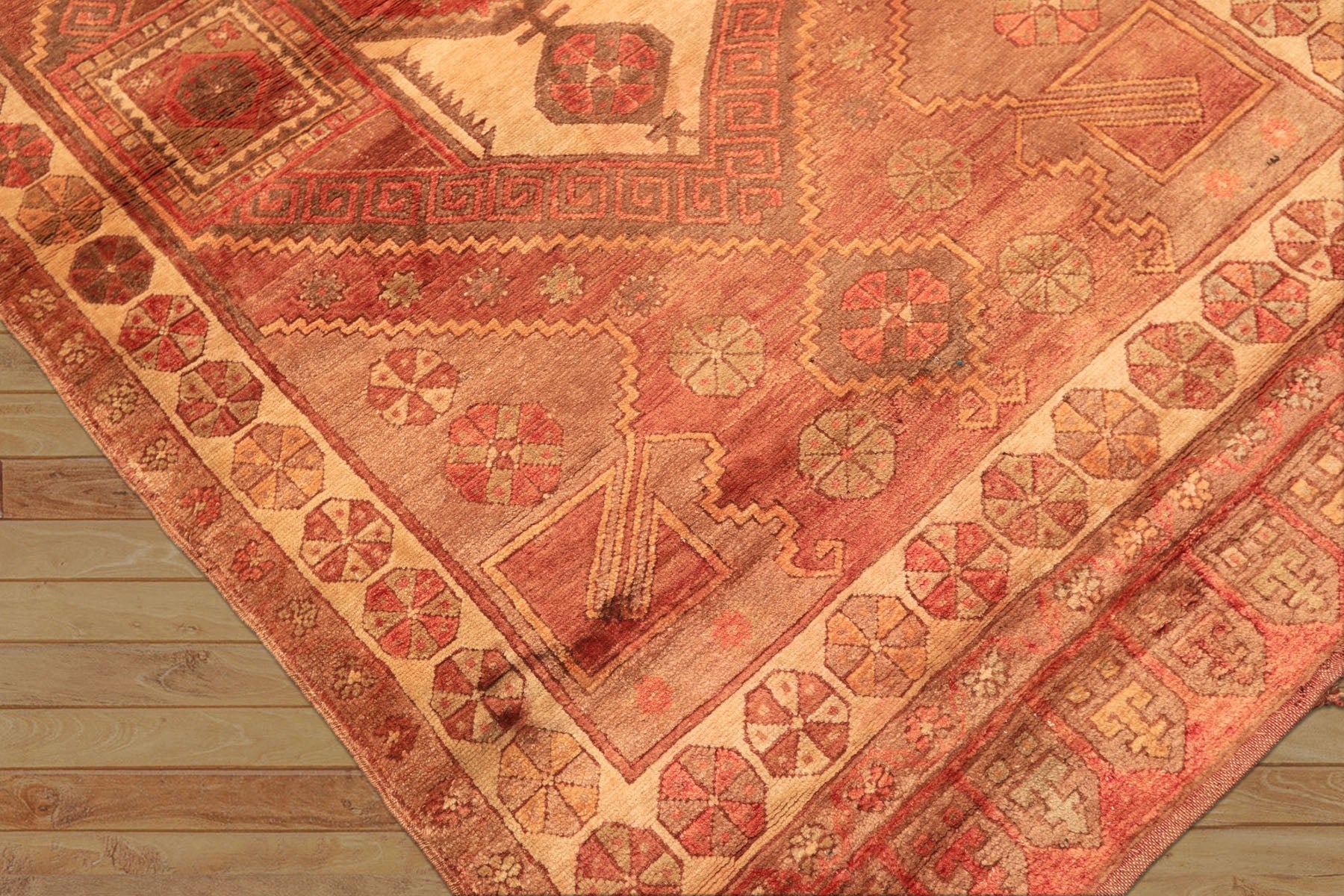 5x8 Rust, Beige, Rose Color Hand Knotted Turkish Oushak Wool Traditional Oriental Rug