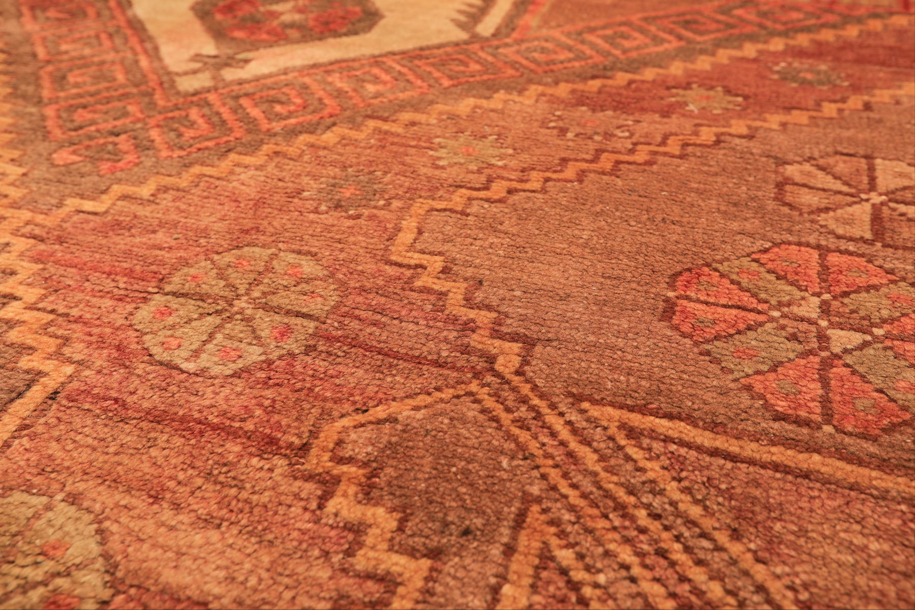 5x8 Rust, Beige, Rose Color Hand Knotted Turkish Oushak Wool Traditional Oriental Rug