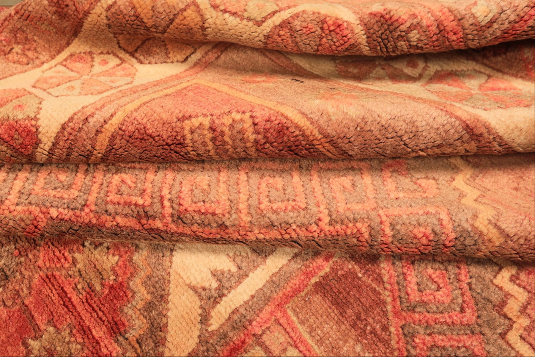 5x8 Rust, Beige, Rose Color Hand Knotted Turkish Oushak Wool Traditional Oriental Rug