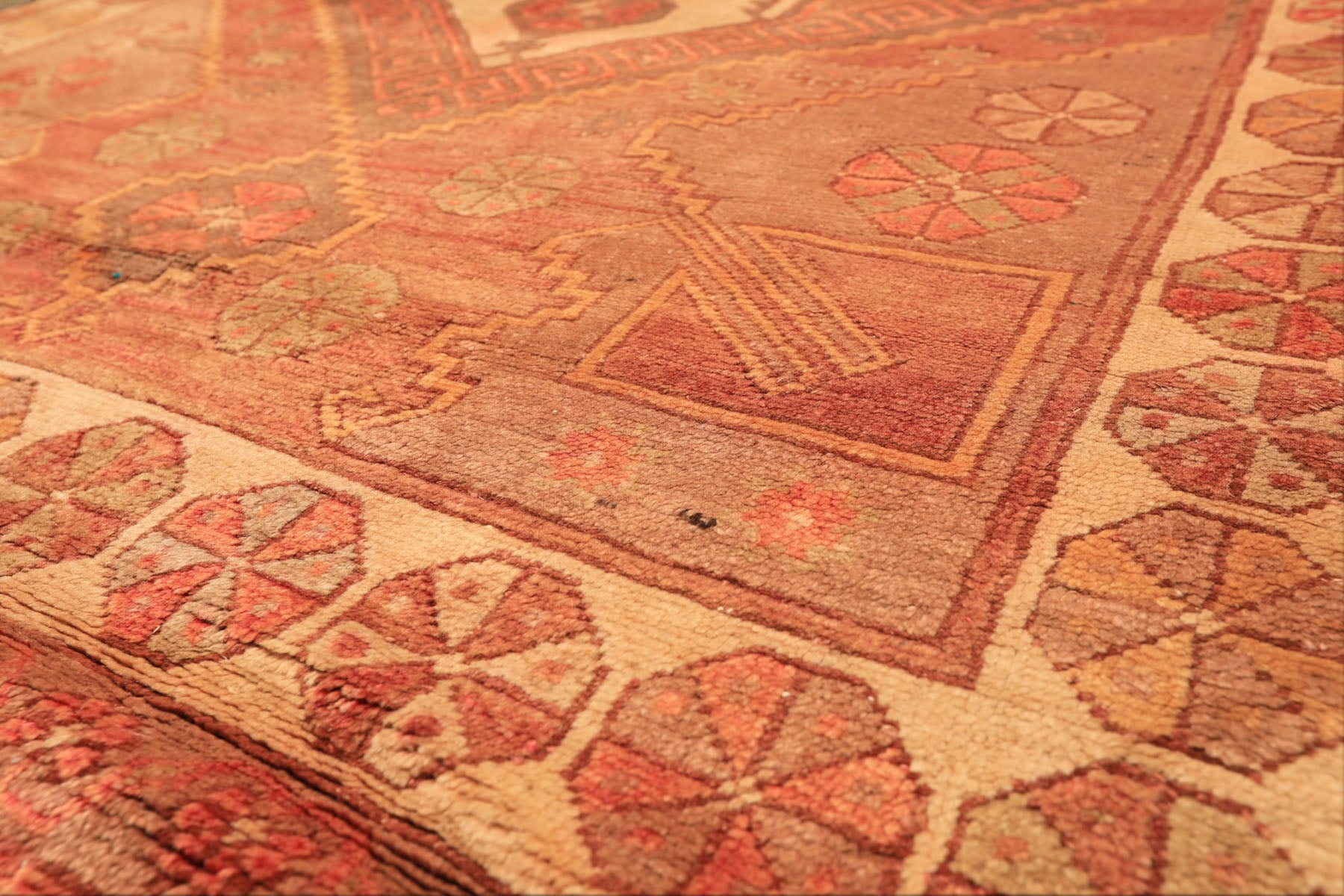 5x8 Rust, Beige, Rose Color Hand Knotted Turkish Oushak Wool Traditional Oriental Rug