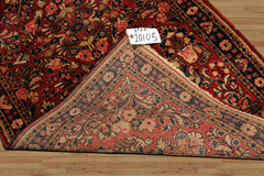 3x5 Red, Midnight Blue, Gold Color Hand Knotted Sarouk Wool Traditional Oriental Rug