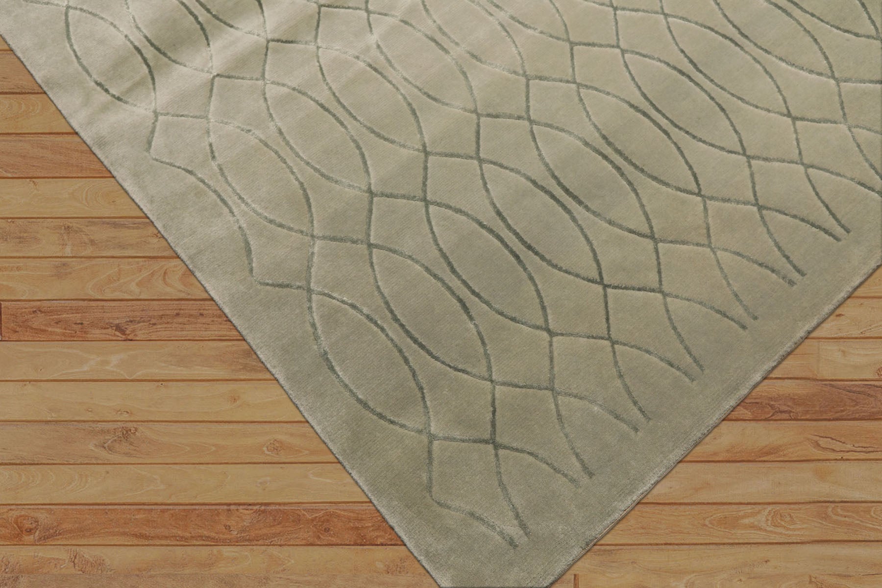9x12 Tone on Tone Faded Seafoam, , Color Hand Knotted Tibetan Wool & Pure Silk Modern & Contemporay Oriental Rug