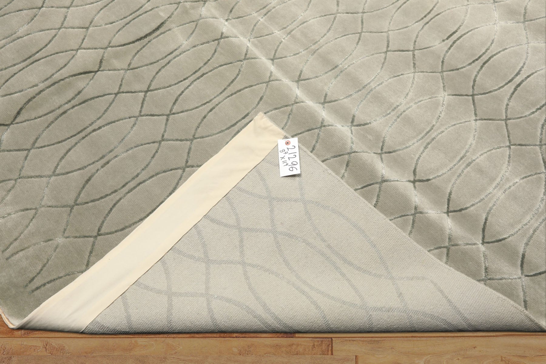 9x12 Tone on Tone Faded Seafoam, , Color Hand Knotted Tibetan Wool & Pure Silk Modern & Contemporay Oriental Rug