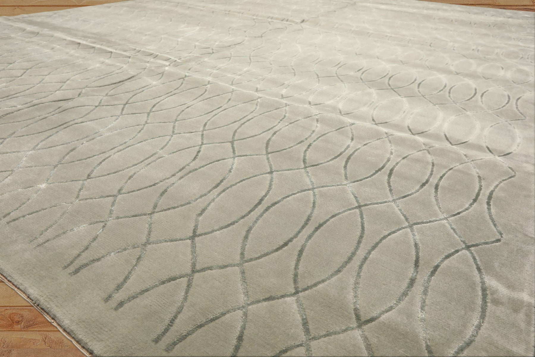 9x12 Tone on Tone Faded Seafoam, , Color Hand Knotted Tibetan Wool & Pure Silk Modern & Contemporay Oriental Rug