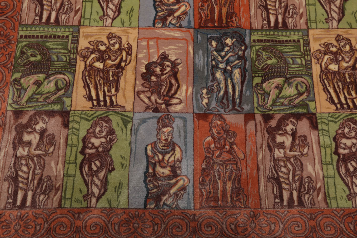 4x6 Blue, Rose, Green Color Hand Knotted All-Over 100% Wool Traditional-Persian/Oriental Oriental Rug