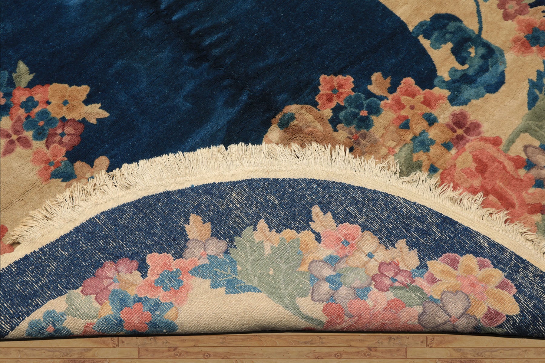 5x8 Navy, Beige, Celadon Color Hand Knotted Chinese Art Deco Wool Traditional Oriental Rug