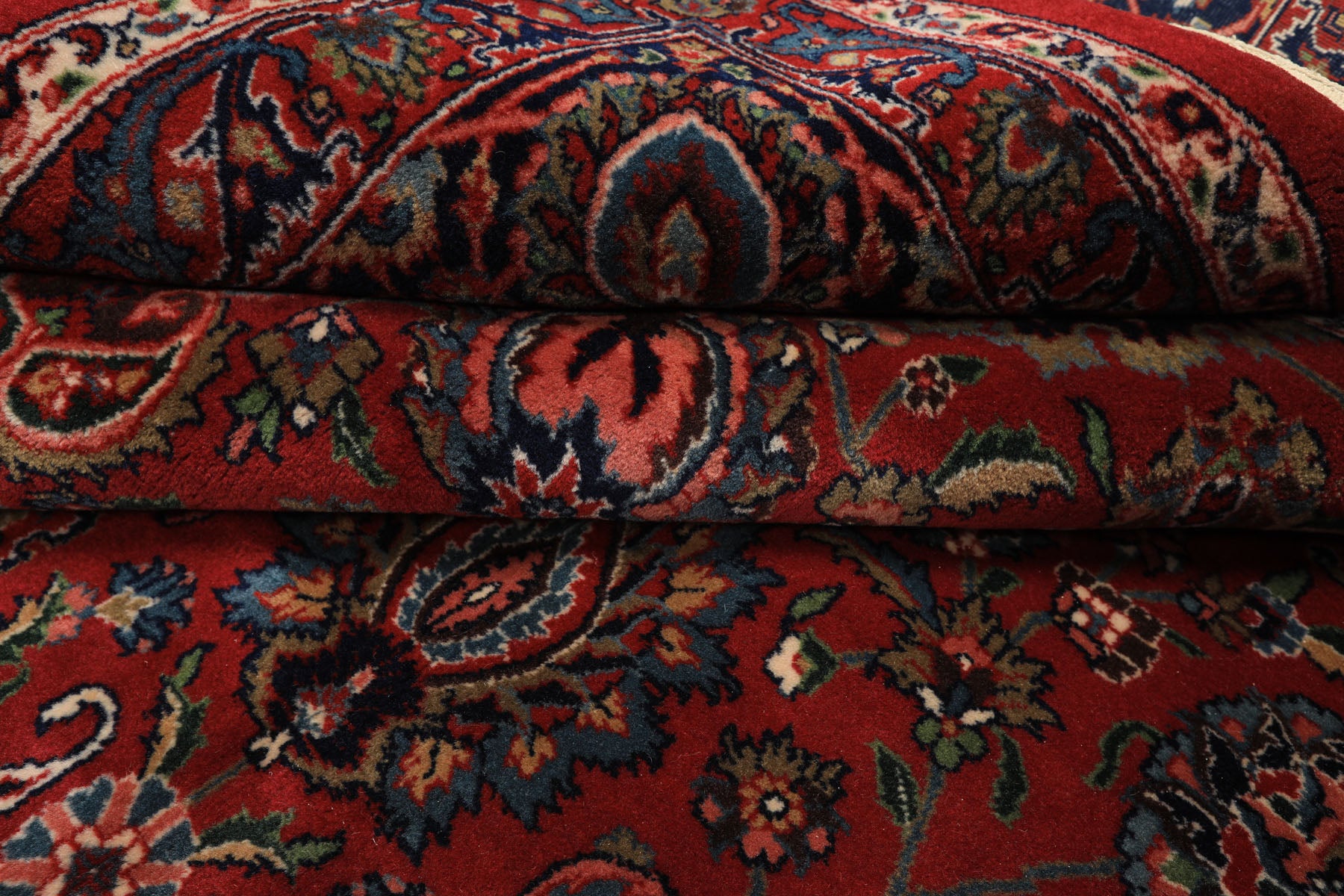 8x10 Burgundy, Navy, Ivory Color Hand Knotted Sarouk New Zealand Wool Traditional Oriental Rug