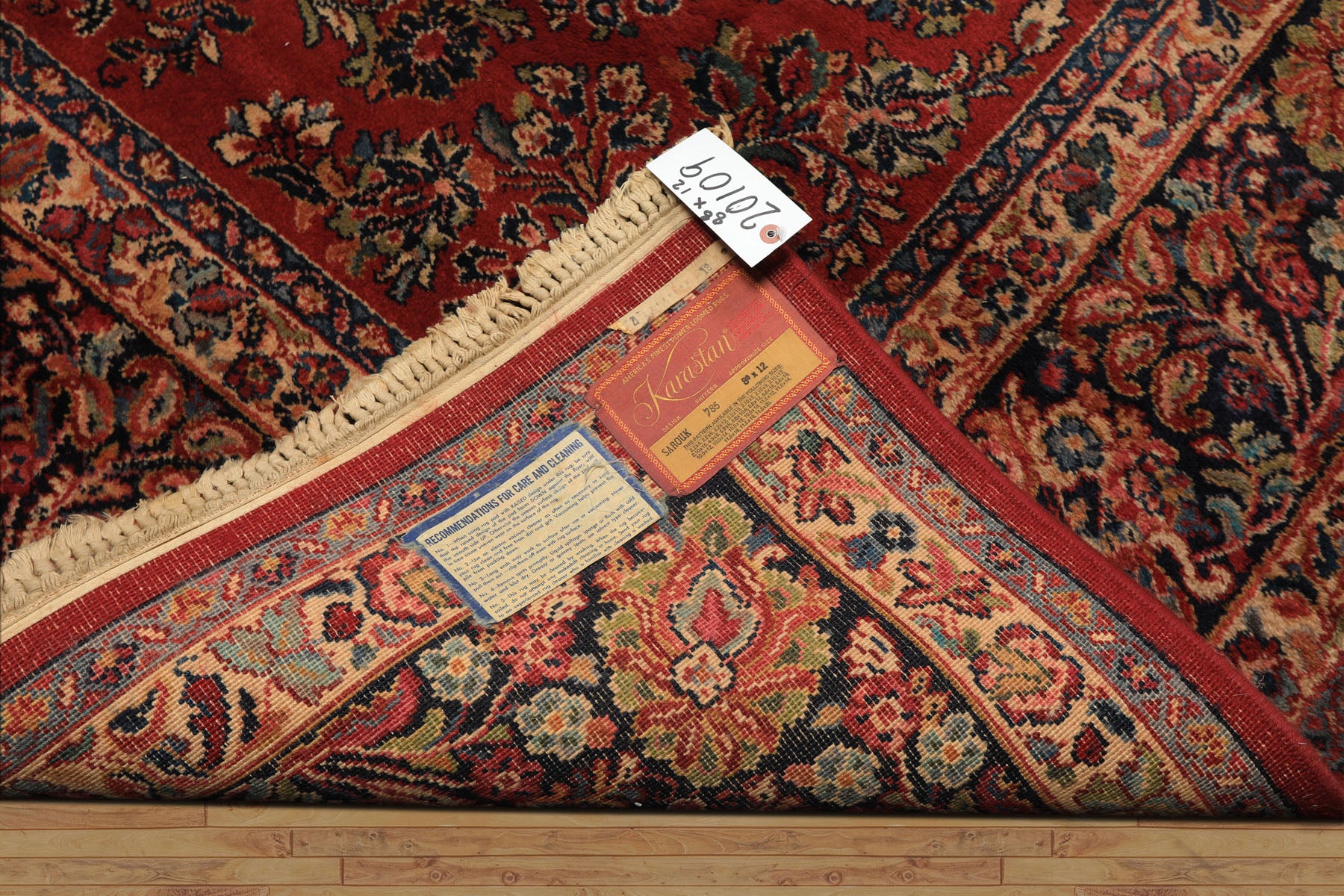 9x12 Burgundy, Navy, Ivory Color Machine Made Karastan Sarouk New Zealand Wool Traditional Oriental Rug