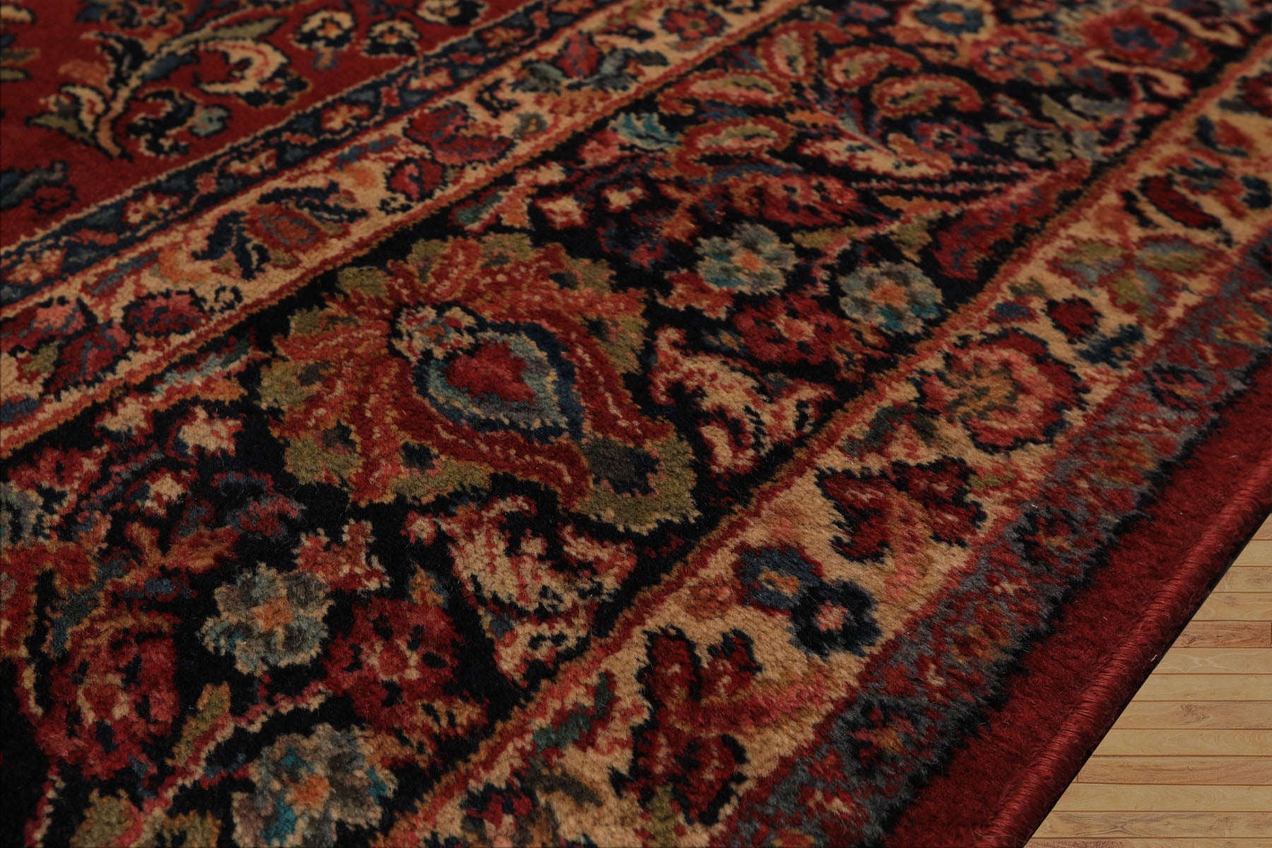 9x12 Burgundy, Navy, Ivory Color Machine Made Karastan Sarouk New Zealand Wool Traditional Oriental Rug