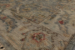 Runner Slate, Beige, Gold Color Hand Knotted Oushak 100% Wool Traditional Oriental Rug