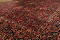 9x12 Burgundy, Navy, Ivory Color Machine Made Karastan Sarouk New Zealand Wool Traditional Oriental Rug