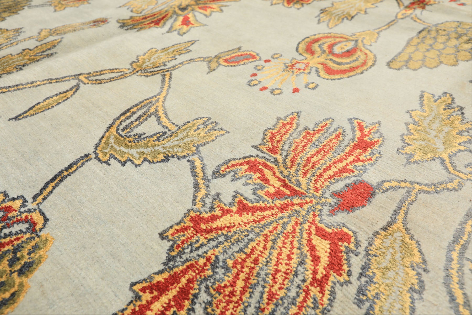 8x10 Aqua, Burnt Orange, Gold Color Hand Knotted Tibetan Wool & Pure Silk Traditional Oriental Rug