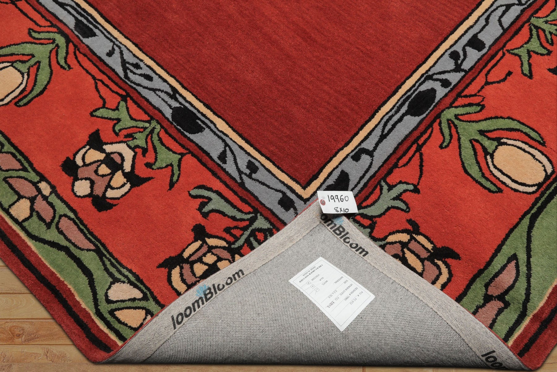 Multi Size Rosy-Red Sage Orange Color Hand Tufted William Morris Wool Traditional Oriental Rug