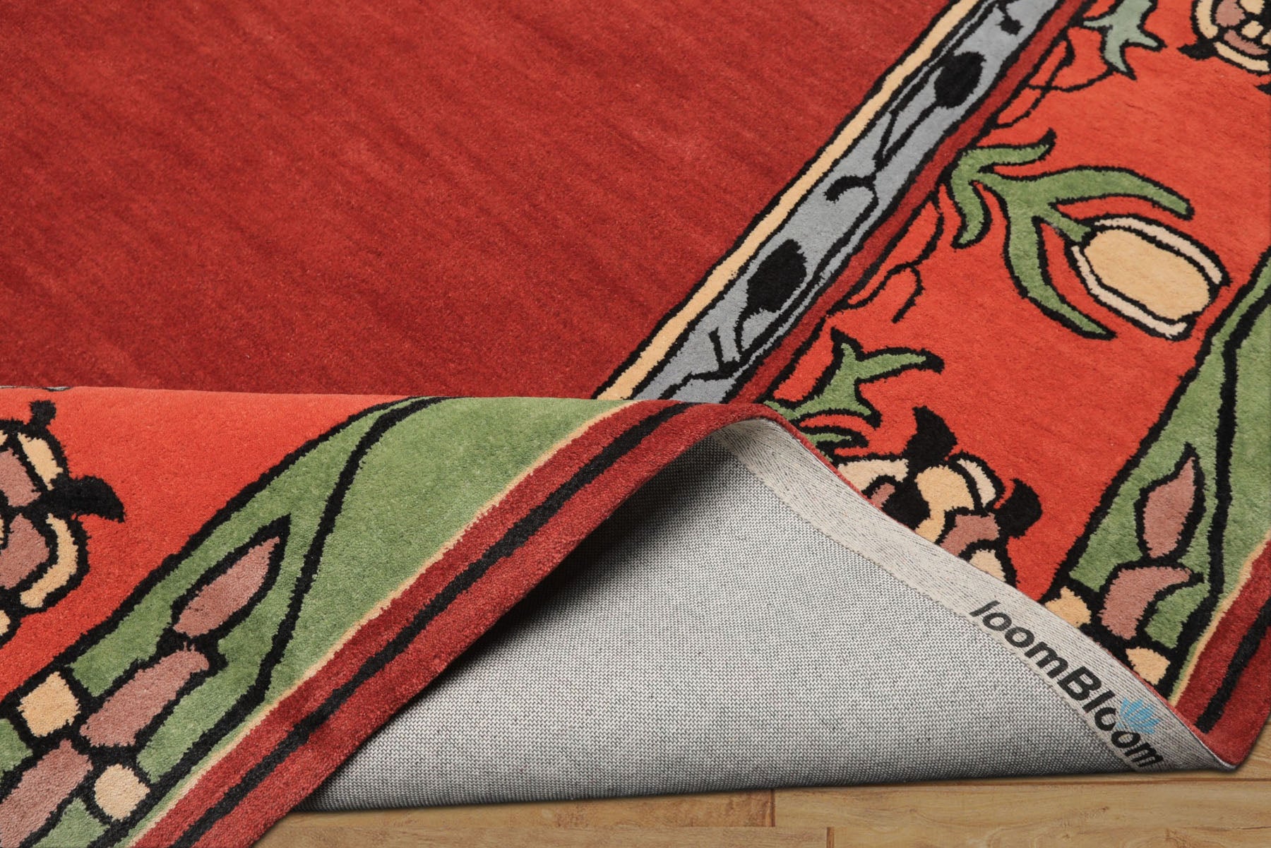 Multi Size Rosy-Red Sage Orange Color Hand Tufted William Morris Wool Traditional Oriental Rug