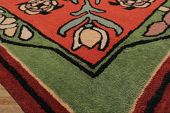 Multi Size Rosy-Red Sage Orange Color Hand Tufted William Morris Wool Traditional Oriental Rug
