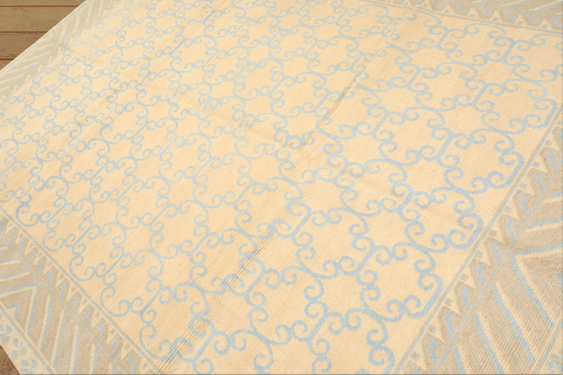 8x10 Ivory, Beige, Taupe Color Hand Knotted Tibetan Wool Transitional Oriental Rug