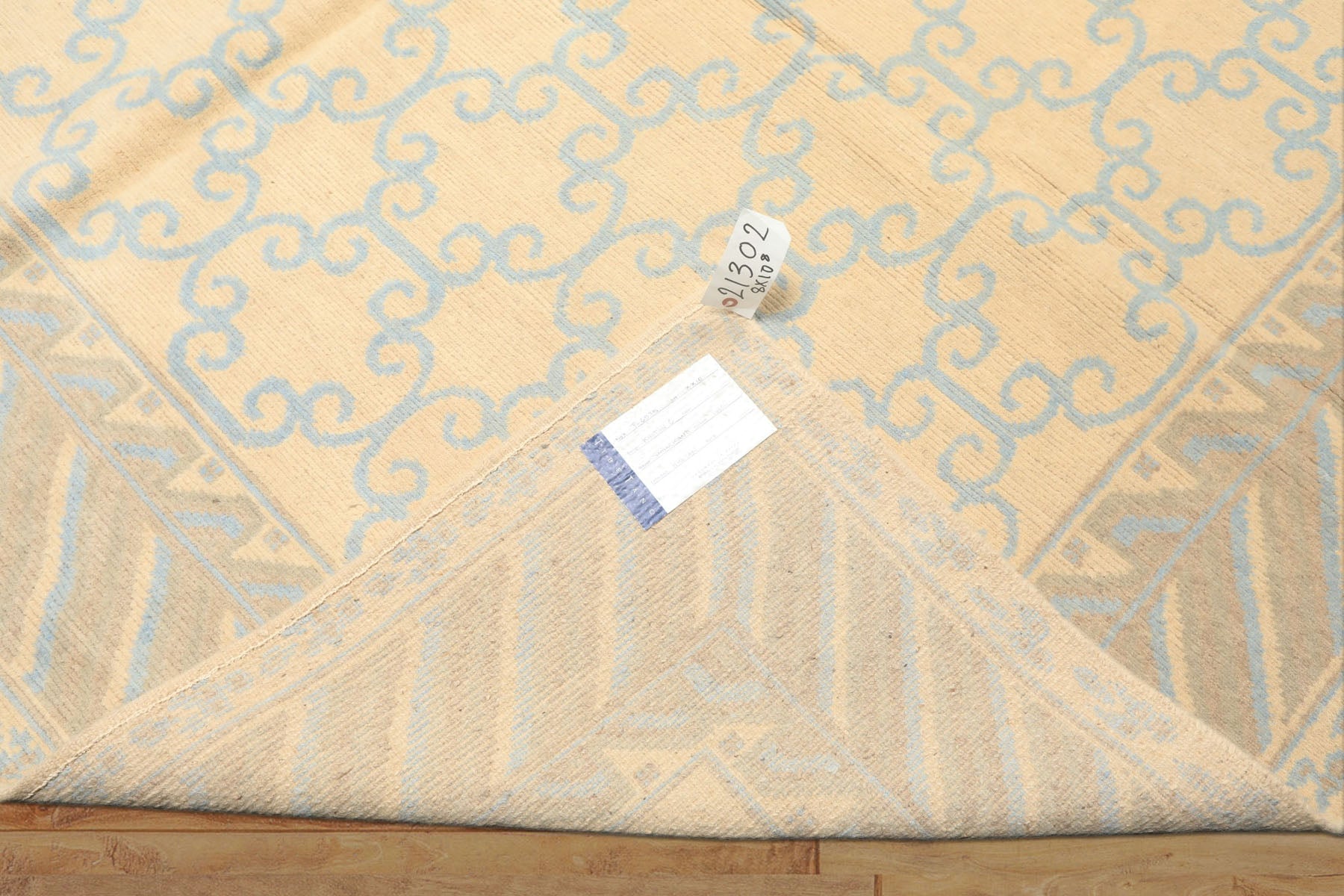 8x10 Ivory, Beige, Taupe Color Hand Knotted Tibetan Wool Transitional Oriental Rug