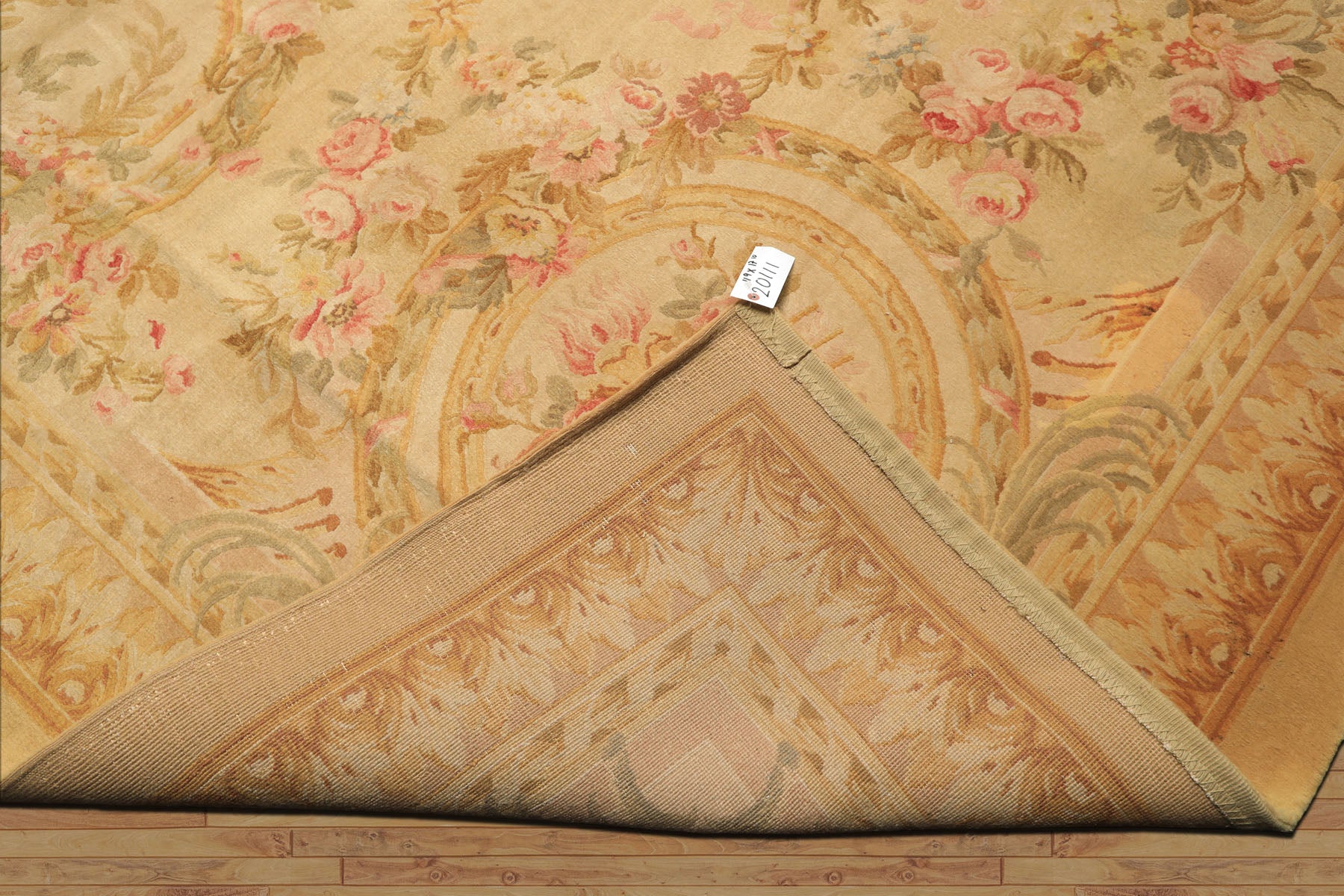 Oversize Beige, Tan, Gold Color Hand Knotted French Aubusson Savonerrie Wool Traditional Oriental Rug