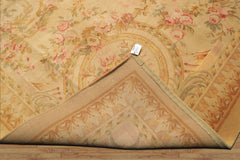 Oversize Beige, Tan, Gold Color Hand Knotted French Aubusson Savonerrie Wool Traditional Oriental Rug