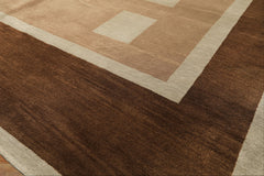8x10 Brown, Taupe, Seafoam Color Hand Knotted Tibetan Wool & Pure Silk  Oriental Rug