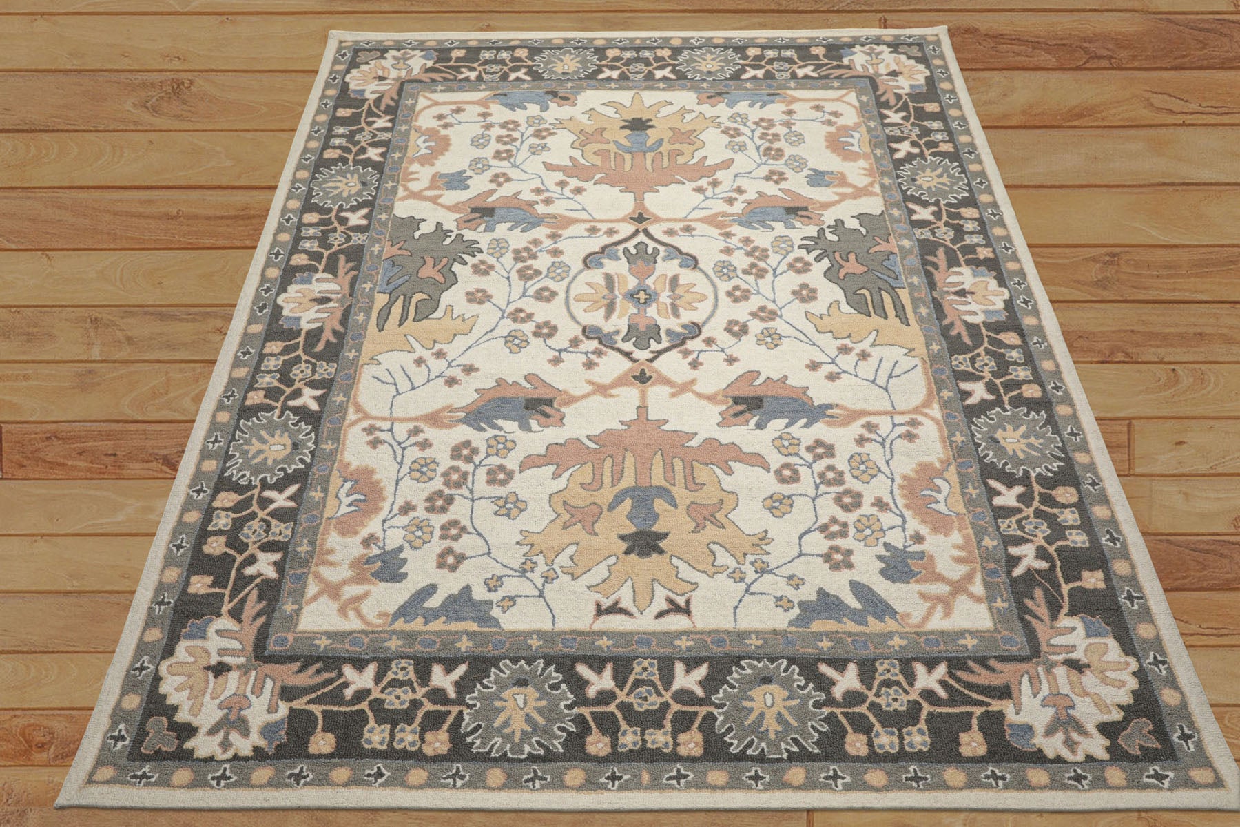 Multi Size Ivory Blush Beige Color Hand Hooked  Wool Traditional Oriental Rug
