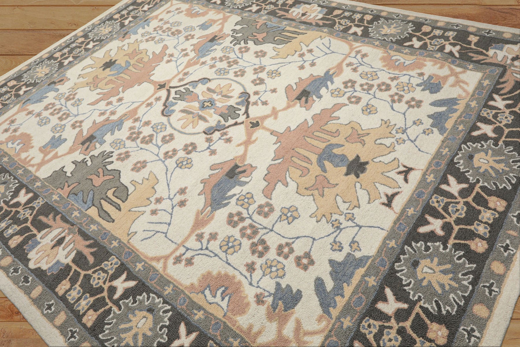 Multi Size Ivory Blush Beige Color Hand Hooked  Wool Traditional Oriental Rug