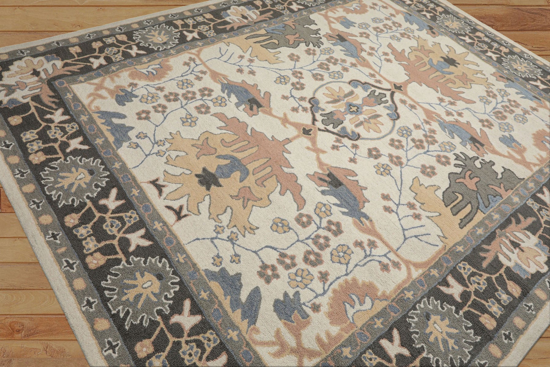 Multi Size Ivory Blush Beige Color Hand Hooked  Wool Traditional Oriental Rug