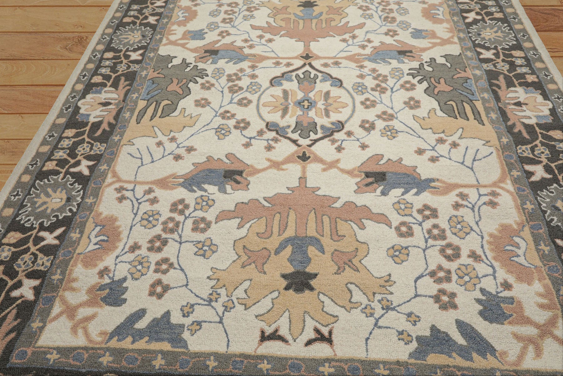 Multi Size Ivory Blush Beige Color Hand Hooked  Wool Traditional Oriental Rug