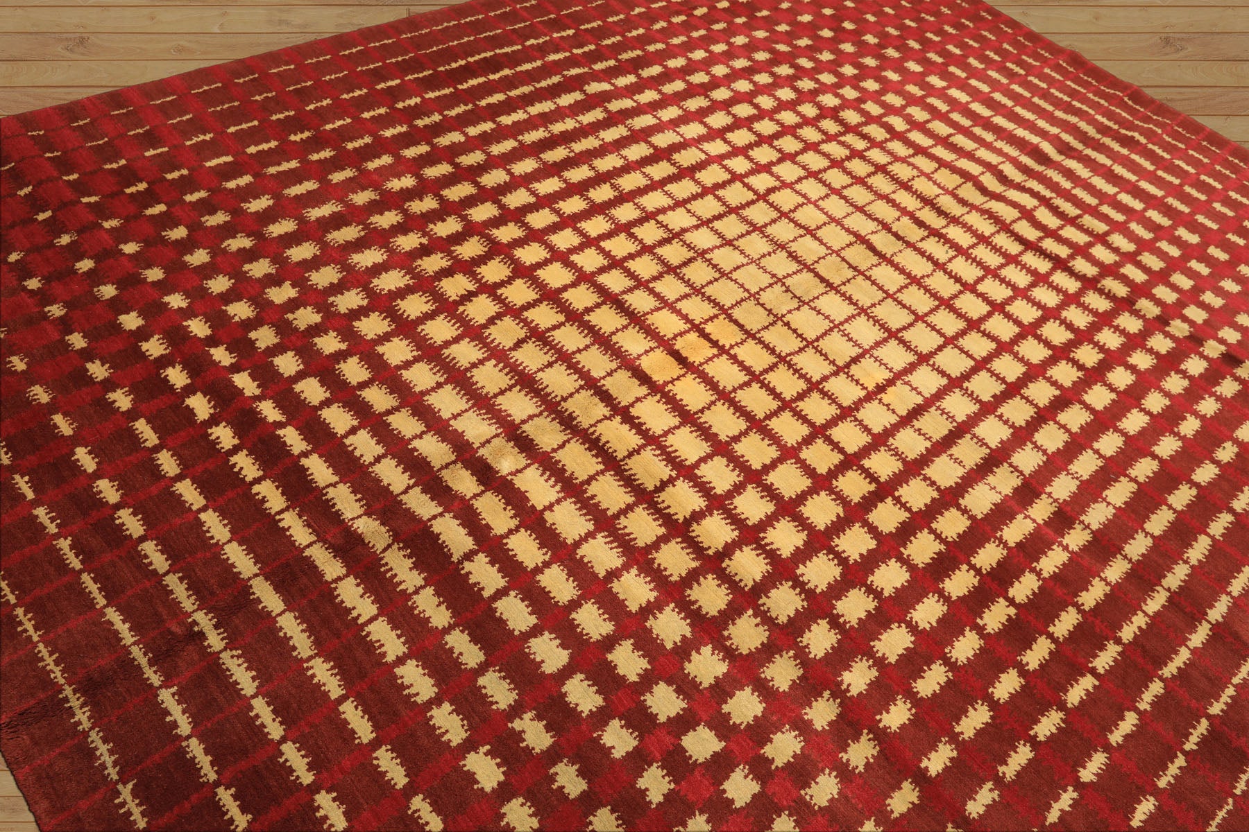 8x10 Gold, Rosy-Red, Brown Color Hand Knotted Tibetan Wool Modern & Contemporary Oriental Rug