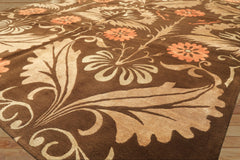 8x10 Brown, Tan, Peach Color Hand Knotted Tibetan Wool & Pure Silk Traditional Oriental Rug