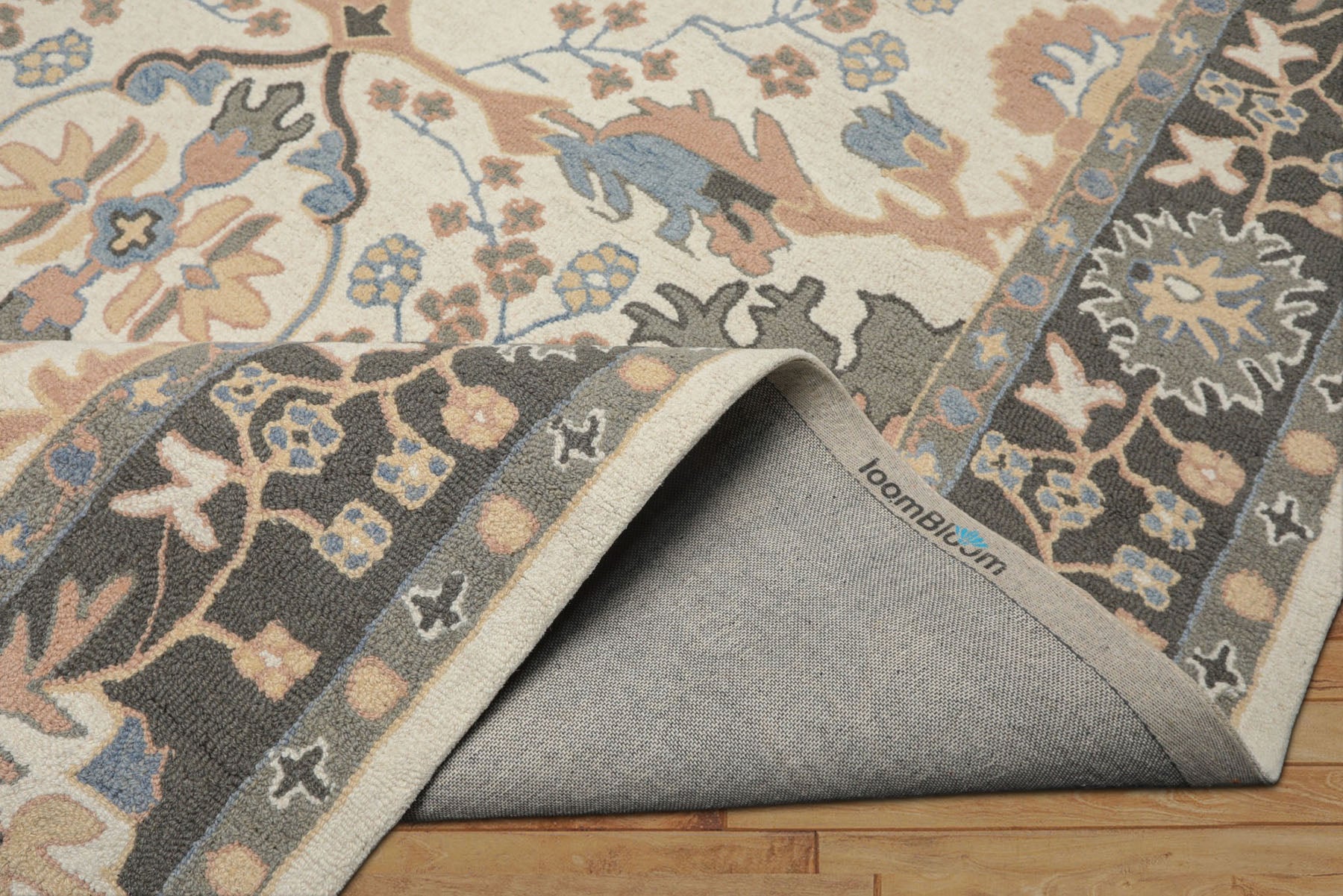 Multi Size Ivory Blush Beige Color Hand Hooked  Wool Traditional Oriental Rug