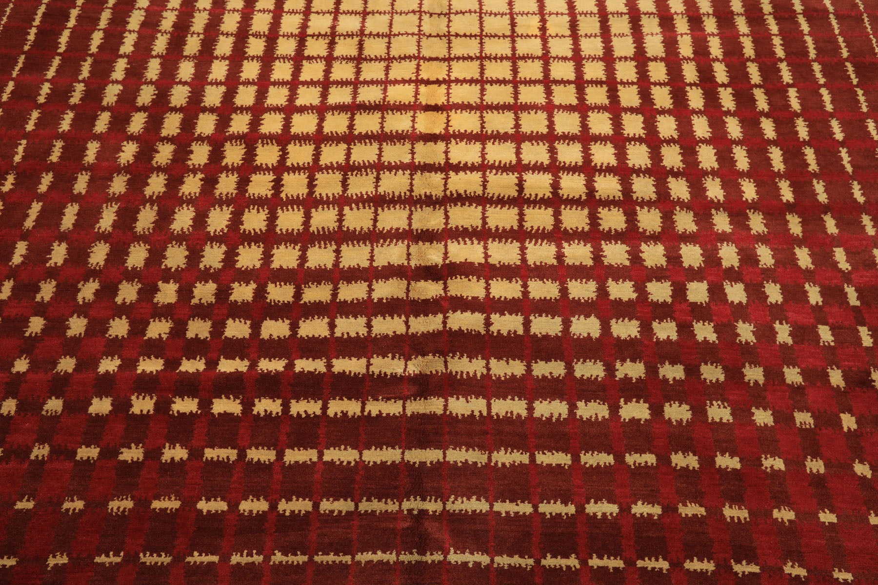 8x10 Gold, Rosy-Red, Brown Color Hand Knotted Tibetan Wool Modern & Contemporary Oriental Rug