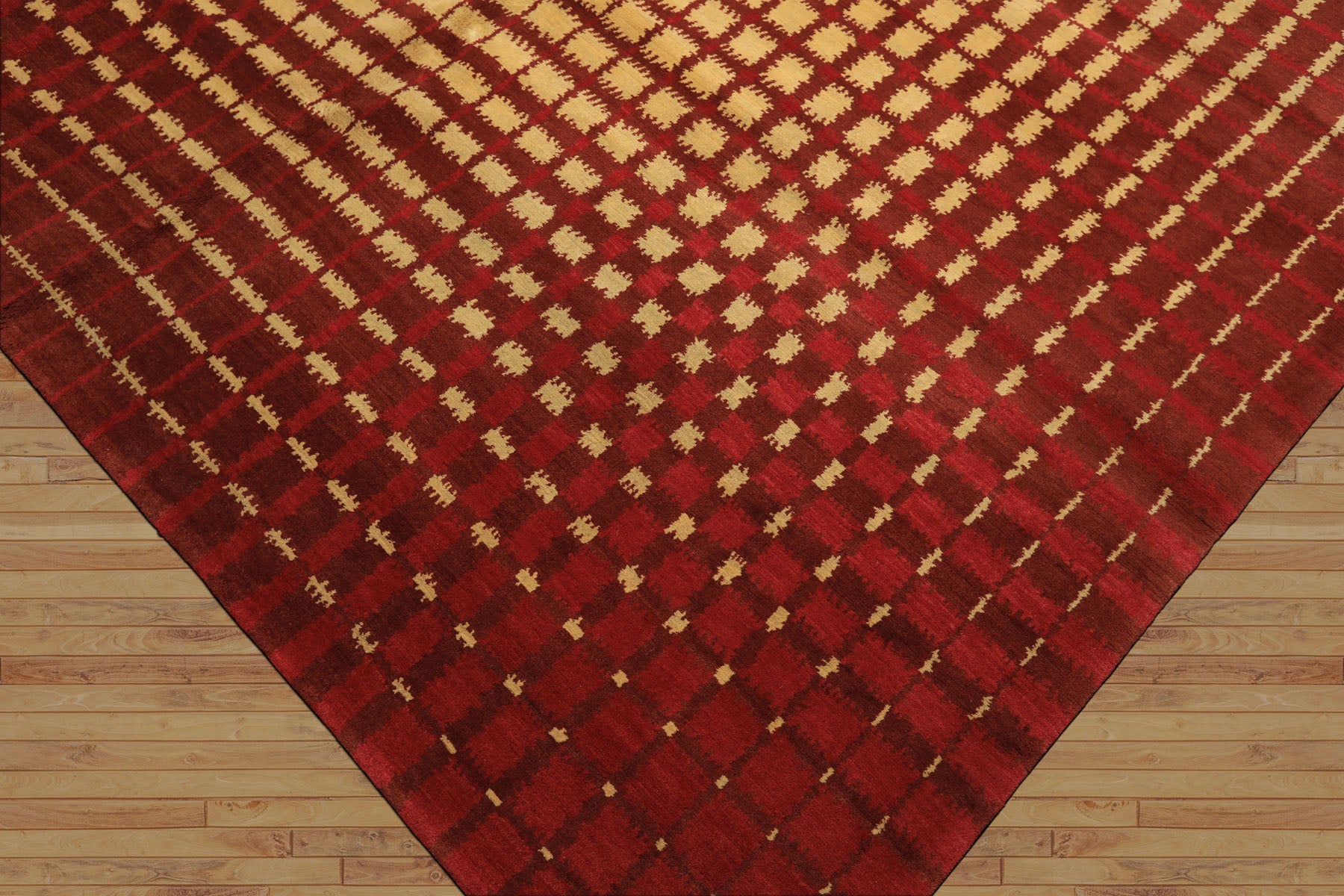 8x10 Gold, Rosy-Red, Brown Color Hand Knotted Tibetan Wool Modern & Contemporary Oriental Rug