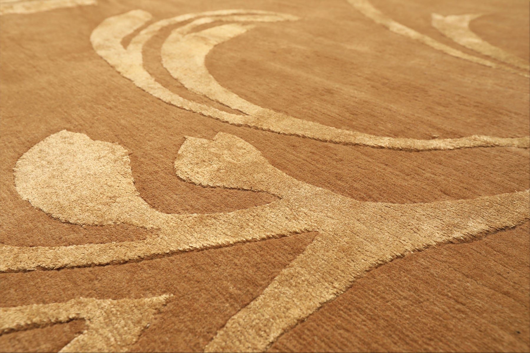 8x10 Tone on Tone Gold, , Color Hand Knotted Tibetan Wool & Pure Silk Transitional Oriental Rug