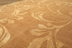 8x10 Tone on Tone Gold, , Color Hand Knotted Tibetan Wool & Pure Silk Transitional Oriental Rug