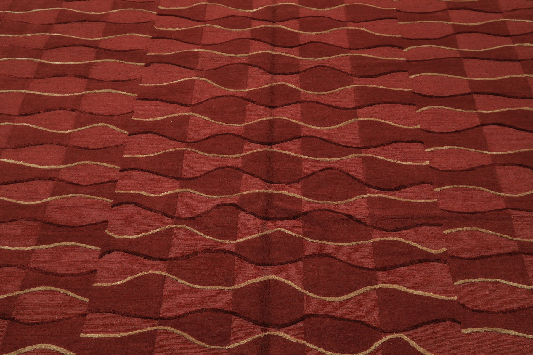 8x10 Rust, Rose, Gold Color Hand Knotted Tibetan Wool Modern & Contemporary Oriental Rug