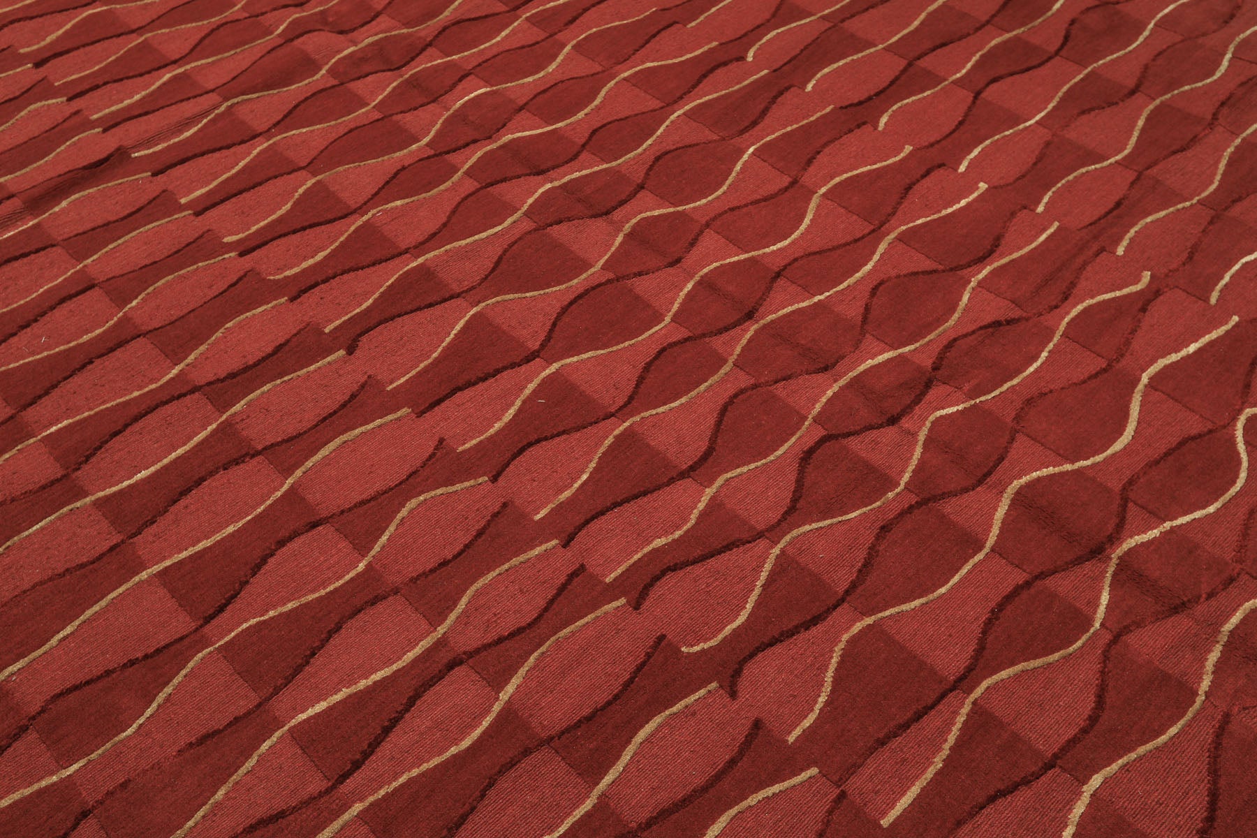 8x10 Rust, Rose, Gold Color Hand Knotted Tibetan Wool Modern & Contemporary Oriental Rug