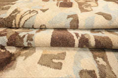 8x10 Brown, Beige, Blue Color Hand Knotted Tibetan Wool & Pure Silk Modern & Contemporay Oriental Rug