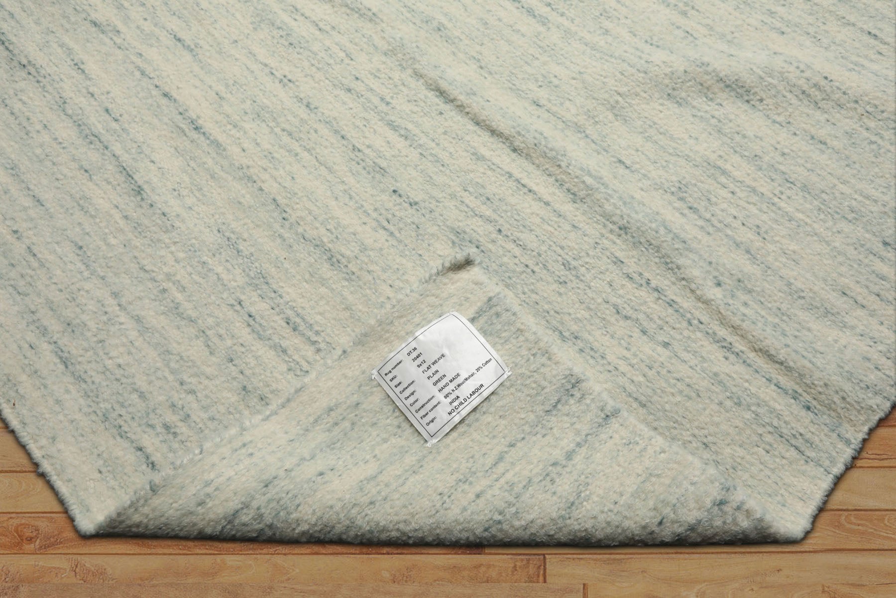 9x12 Ivory, Aqua, Color Hand Woven  New Zealand Wool & Mohair Modern Oriental Rug
